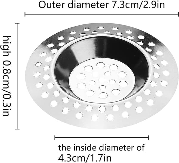 2 Disksilar, Diskbänksplugg, Cover, Rostfri diskbänkssil, Rostfri diskbänksplugg, Diameter 75 mm
