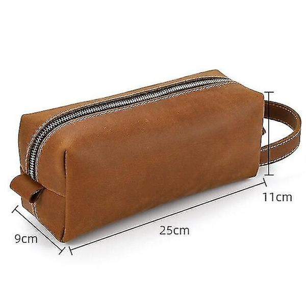 Toalettväskor i äkta läder Herr Tvätt Rakning Dopp Kit Kvinnor Resesminkning Kosmetiska påsfodral