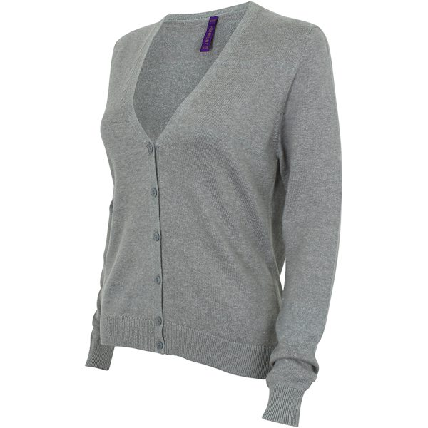 Henbury naisten v-aukkoinen neuletakki, liuskekivenharmaa Slate Grey Marl 2XS