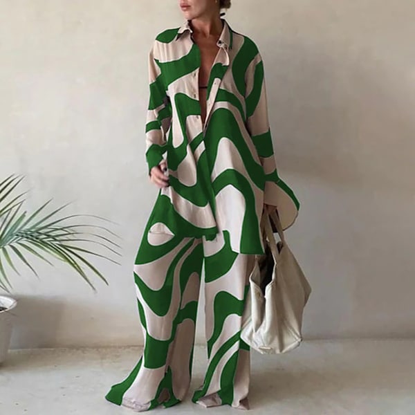 Naisten toppi ja housut kaksiosaisena settinä, pitkähihainen paita ja löysät housut päivittäiseen käyttöön töissä stripe xl