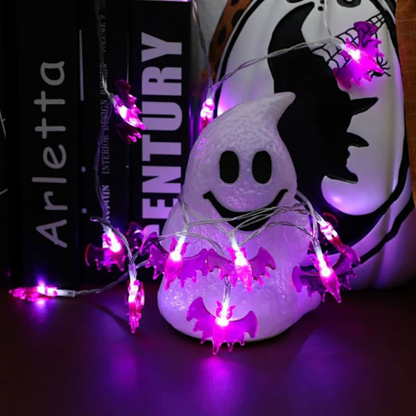 Halloween 3D Gresskar Flaggermus Lyslenke - 20 LED batteridrevet