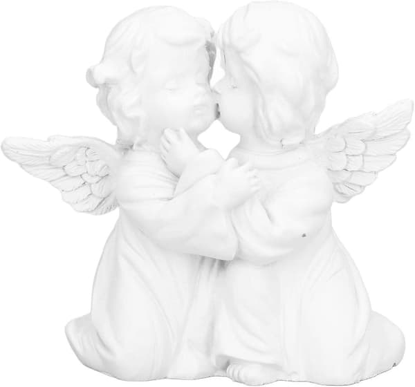 Englefigurer, 2 kyssende englestatuer i harpiks for
