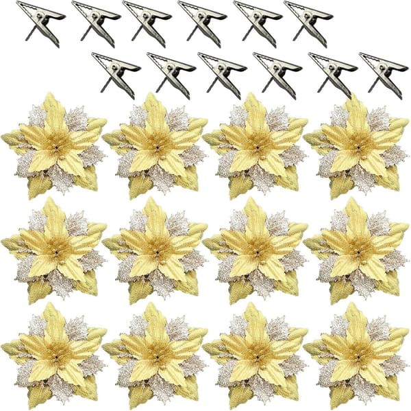 12-pack konstgjord julgran glitter juldekoration