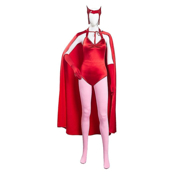 Wanda Vision Scarlet Witch Wanda Maximoff Cosplay Kostym Dam Jumpsuit  Outfits Cape Halloween Carn 4aa9 | Fyndiq