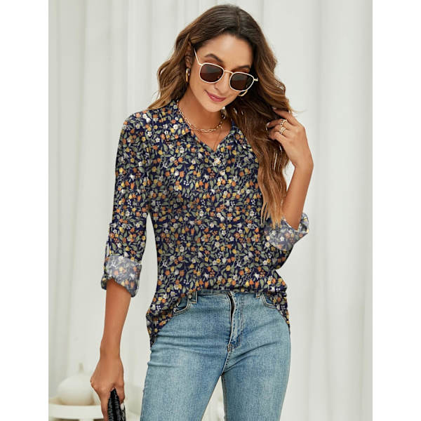Dame polo shirts Button Down Collared kortærmede toppe V-hals løse bluser