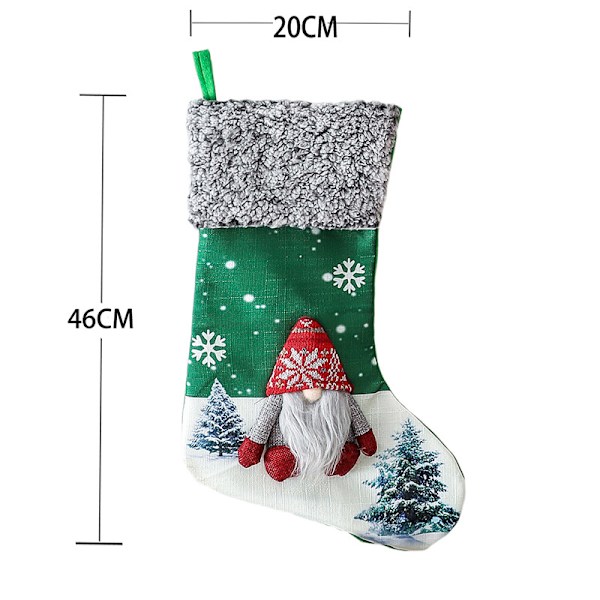 Julstrumpor 3-pack, 18" Stor 3D Gnome Tomte Juldekor
