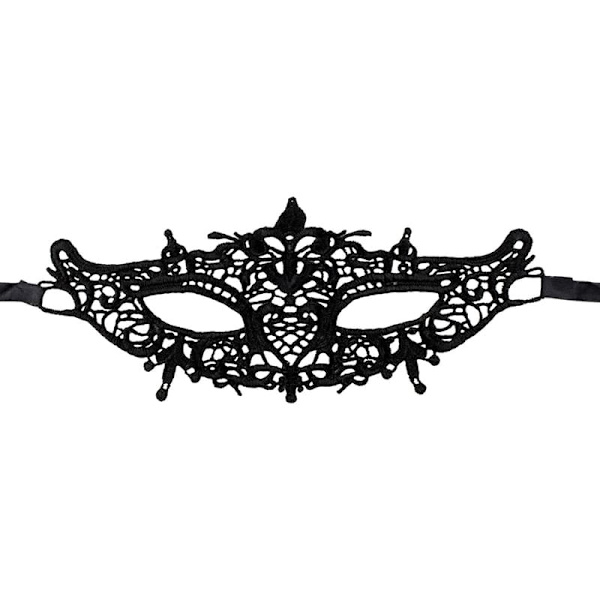 Glamorös maskeradmask i spets för Halloween - nr 13 Svart #13