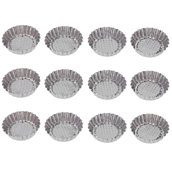 12 STK Eggterteform Rund Kakeform Rustfritt Stål Cupcakeform Bakeverktøy for Kjøkken Dessertbutikk