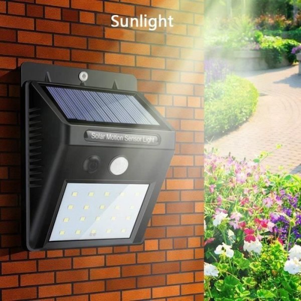 Utomhussolljus, [4-pack] 20 led vattentät utomhussolljus med rörelsesensor, soldrivna utomhuslampor