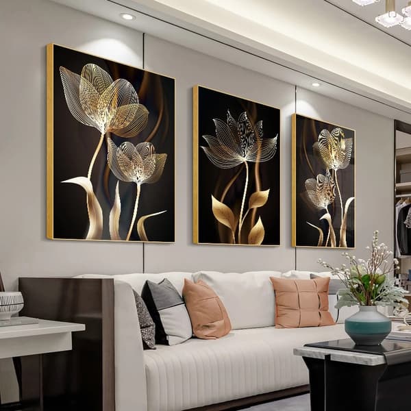 #Stue dekorativt maleri 30*40*3-Blomst, Hotell bakrom d#