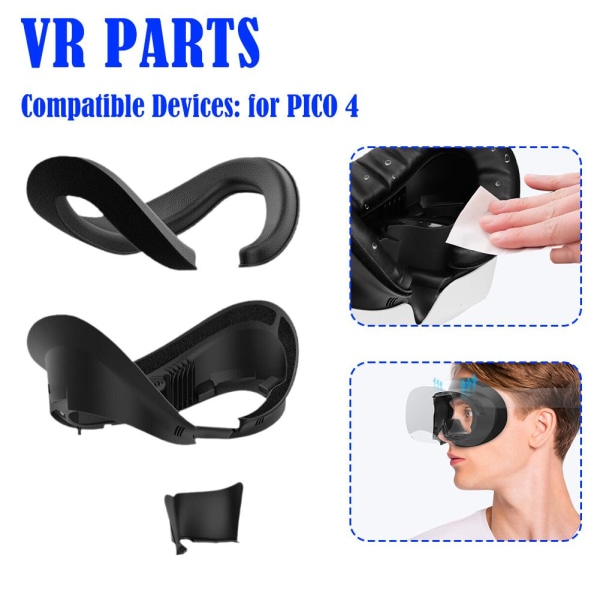 Ansiktsgränssnitt & Face Cover Pad för PICO 4 VR Headset PU Foam C