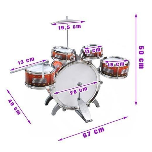 Mini Trumset för Barn / Mini Trummor - 5-delar red