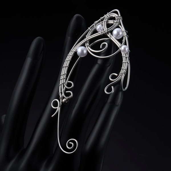 Elf Ear Cuffs Håndlavede Clip-on øreringe Håndlavet Udhulet Blad Perle