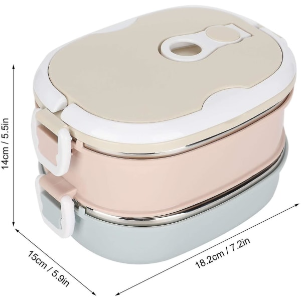 Termisk Bento Madkasse med termisk i rustfrit stål, 2 lag 1800 ml madbeholder til børn Voksne studerende holder maden varm egnet