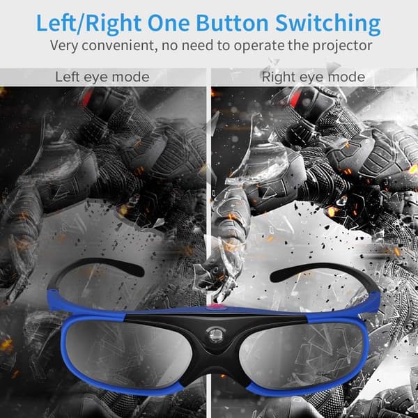 3D-briller Active Shutter Dlp-Link kompatibel med Optoma Benq Sh