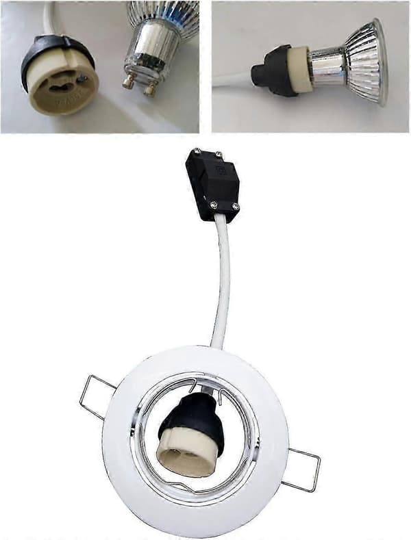 GU10 Lamphållare, Glödlampssockel, Adapter för LED och Halogen, Keramisk Bas och Kopplingsplint