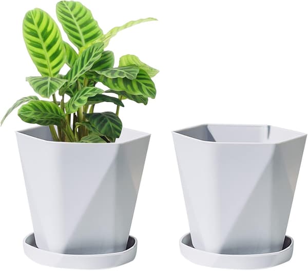 2 stk. haveblomsterpotter, plastikblomsterpotter, nordisk stil