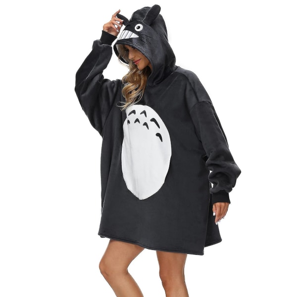Totoro Eläimet Filt Huppari Oversized Sherpa Pehmeä Lämmin Mukava Plyysinen Halloween Asut Loungewear