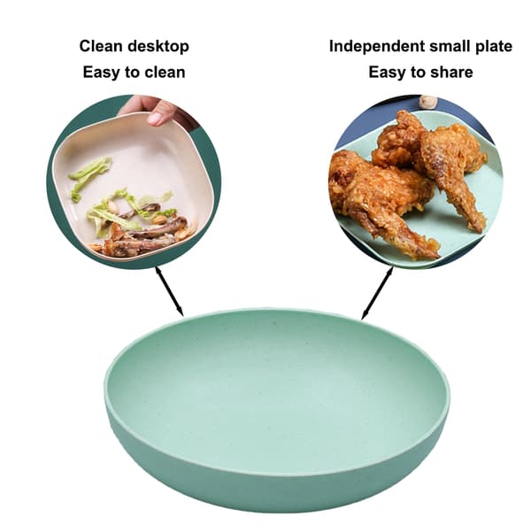 Vetehalm djupa middagstallrikar -Obrytbar robust plast cyan