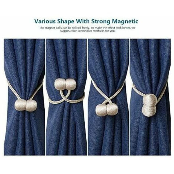 Gardinbindare Magnetisk Gardinbindning Magnetiska flätningsgardiner Spänne (beige)