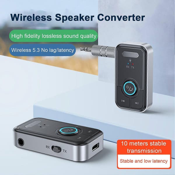 Adapter Audio Modtager Sender 2-i-1 Indbygget MIC Lav Latens HiFi Lyd med 3,5 mm Interface Bluetooth-kompatibel 5.3 Audio Konverter