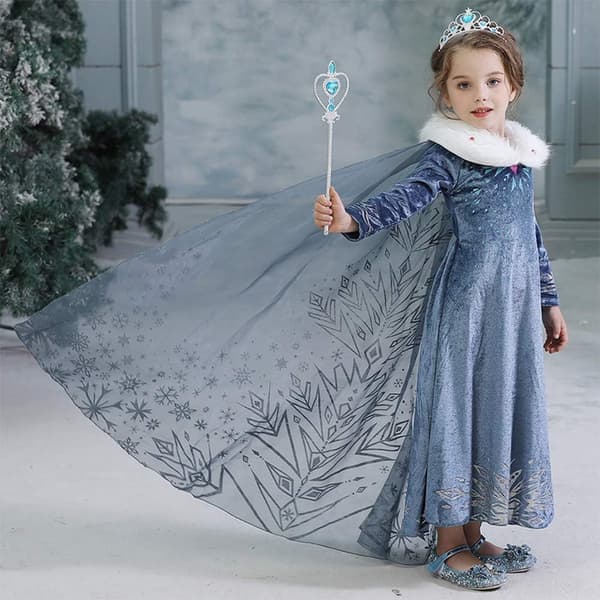 Jenter Karnevalskostyme Frozen Kjole Utkledning Barn Snødronning Cosplay