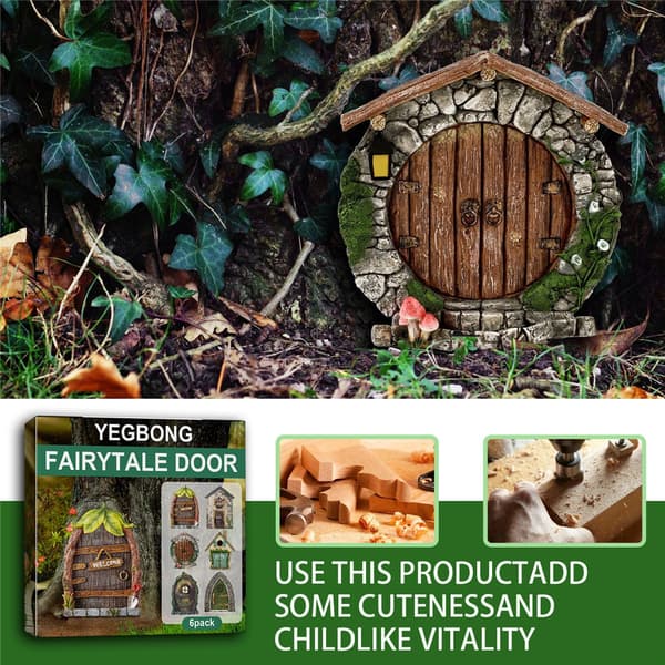 Fairy Door Set med 6 Miniature Gnome Door Set Pixie Miniature 3