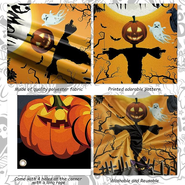 Halloween dør baggrundsbanner - græskar spøgelse hængende plakat