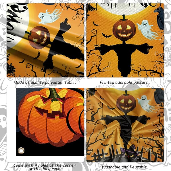 Halloween dörr bakgrundsbanner - pumpa spöke hängande affisch