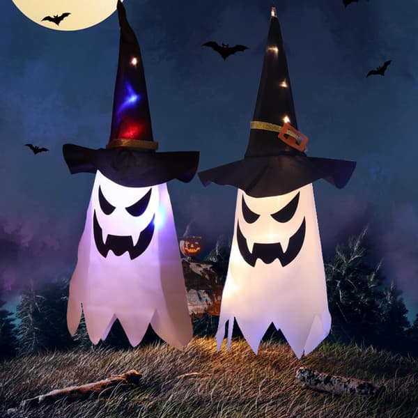 Halloween-dekorasjoner LED Spooky Dekorasjon Light Up Heksehatt warm white