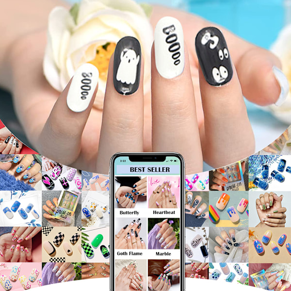Falska naglar Långa falska naglar på naglar Resin Stick On Nails 12 style 1