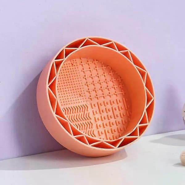 Makeupbørsterense måtte med afløb - Silikone makeupbørsterenser måtte - Orange