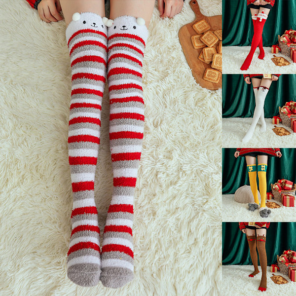 Naisten Fuzzy Socks Tossut Pehmeät Fleece Mukavat pehmosukat aikuisille Little Bear