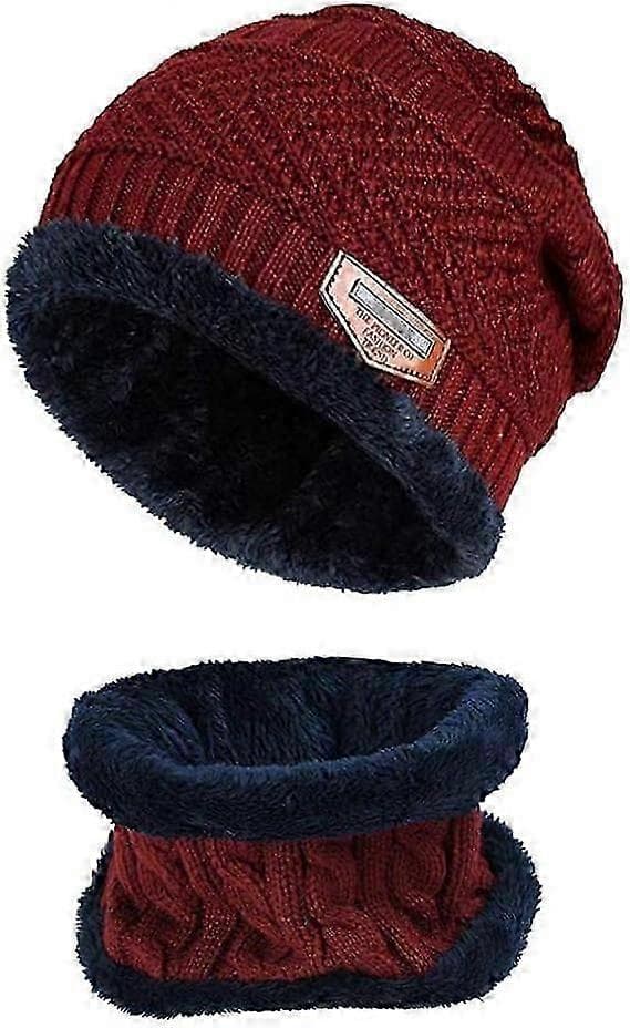 2-deler myke, tykke, varme luer i fleece, skihodeplagg, vinterluer med skjerfsett for menn og kvinner