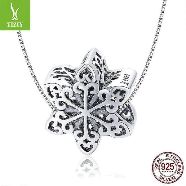 Sterling-hopeinen elegantti lumihiutale-charm
