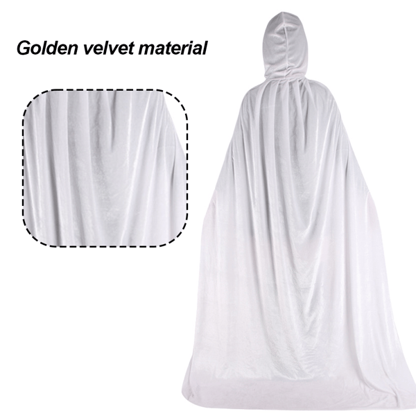 Unisex dräkt med huva i hel längd White 130cm