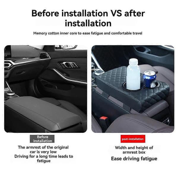 Auto midtkonsoll armlene pute armlene deksel minneskum bil armlene pute med koppholder forsterkerpute