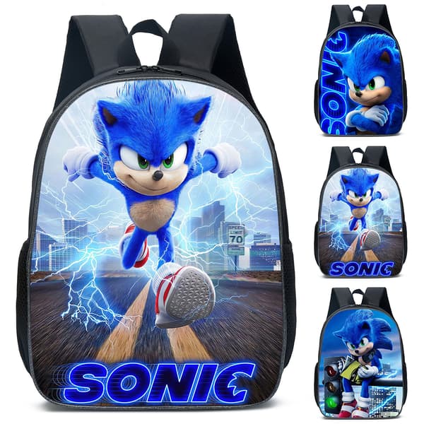 Sonic ryggsäck Stor skolfigur ryggsäck dubbel A