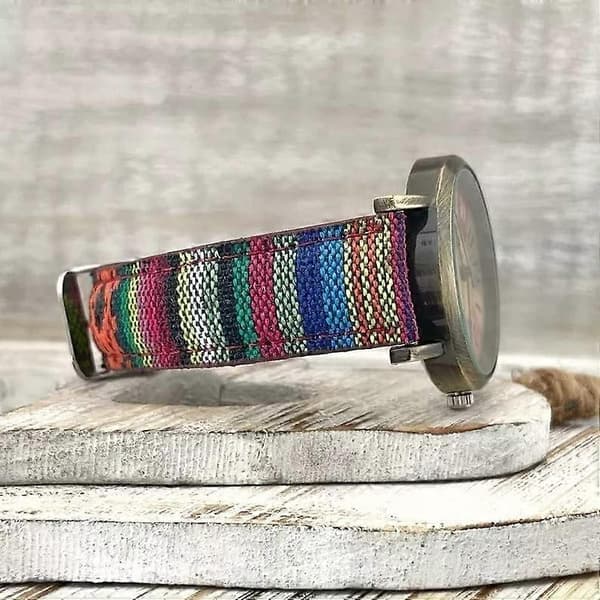 Flerfarvede regnbue-mønstrede ure til kvinder, finurlig boho hippie