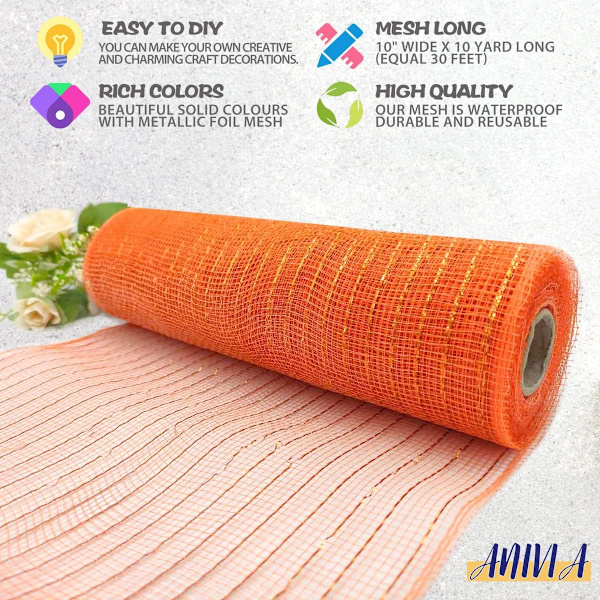 Deco Mesh Band, 10 tum x 30 fot varje rulle Metalliskt mesh