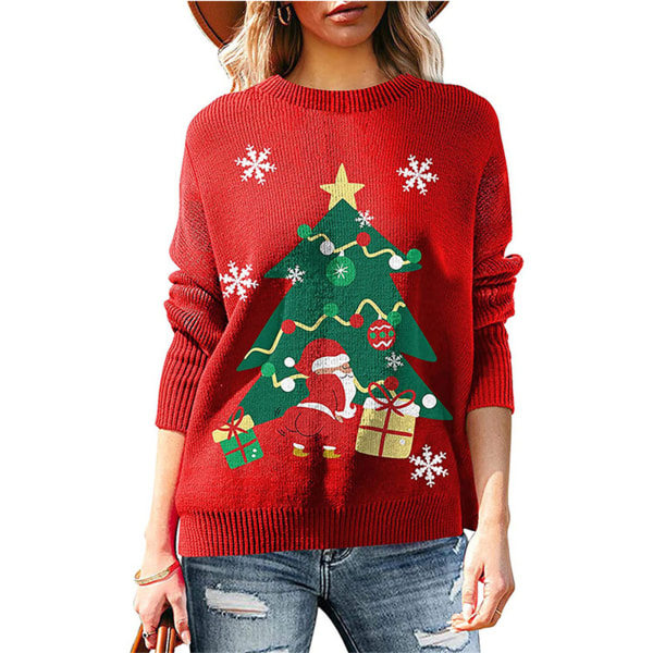 Dame Julegenser Varm juletre Reinsdyrmønster Genser Strikket genser figure 2 xl