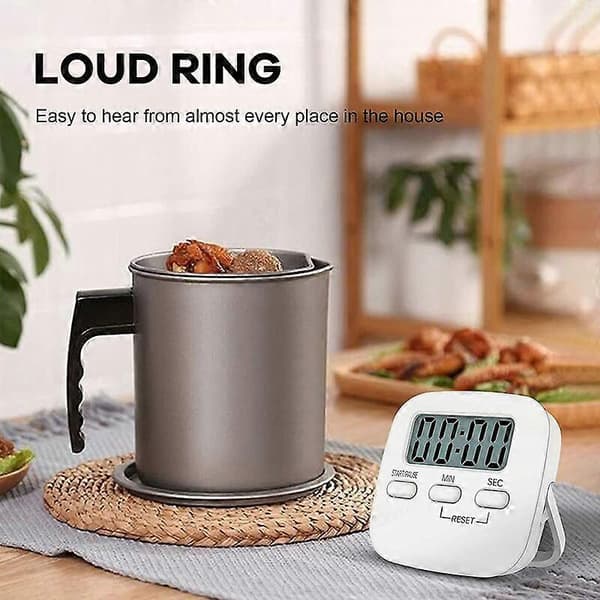 2-pakning magnetisk kjøkkentimer med stor LCD-skjerm og stoppeklokke