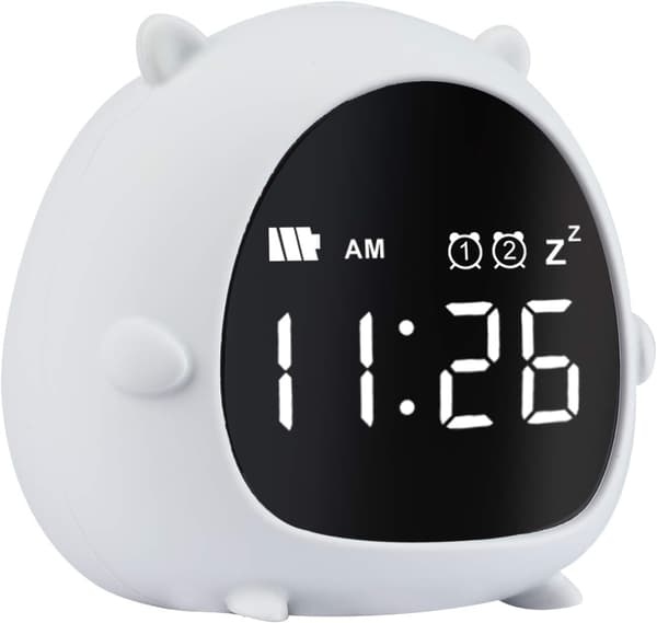 Söt digital väckarklocka för barn med nedräkning, snooze, 2 larm, röststyrning
