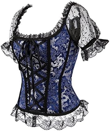 Korsetter för kvinnor Overbust Bustier Top Gothic exy houlder 8108blue S