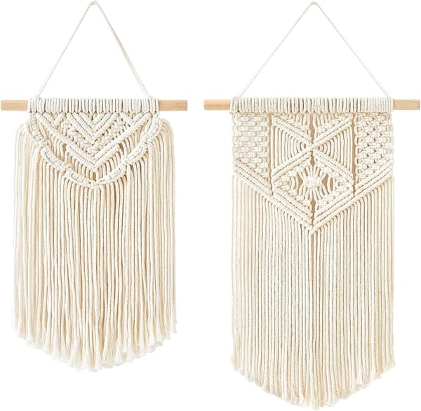 2 st Macrame Vägghängande Konst Vävd Boho Väggdekor Hem Chic Banner Dekoration