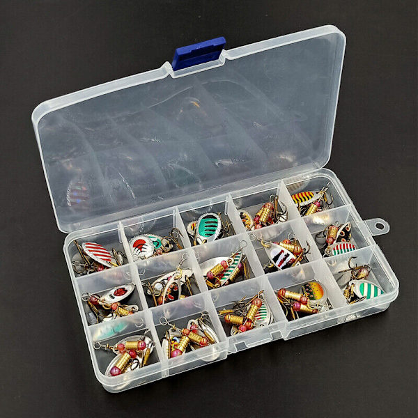 Metallspinnare Fiskedrag Havsöring Gädda Lax Bass Tackle Box Kit 30st gul yellow