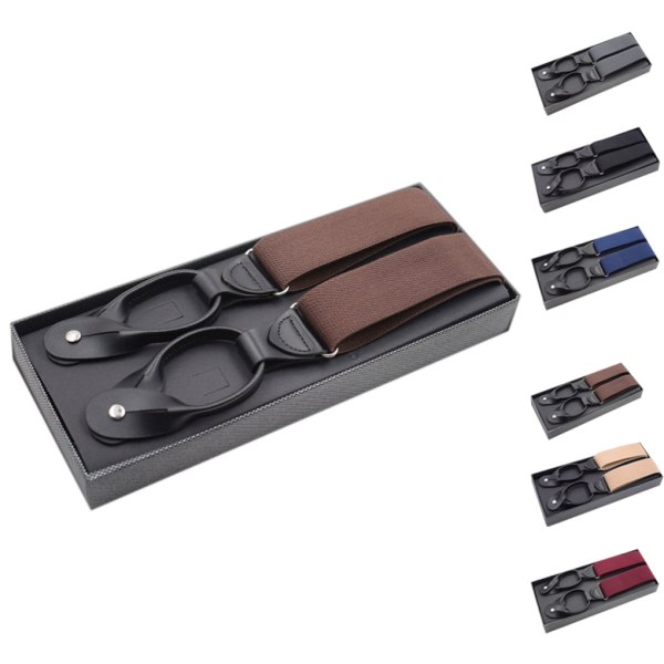 Unisex elastiska hängslen för män Justerbar byxhängslensknapp Wine red