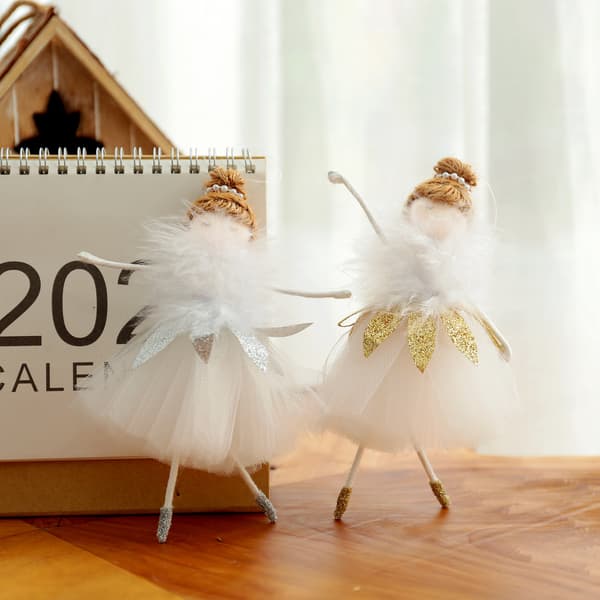2 stk. engleophæng, ballerina-pynt til jul - dekorativ englehåndværk