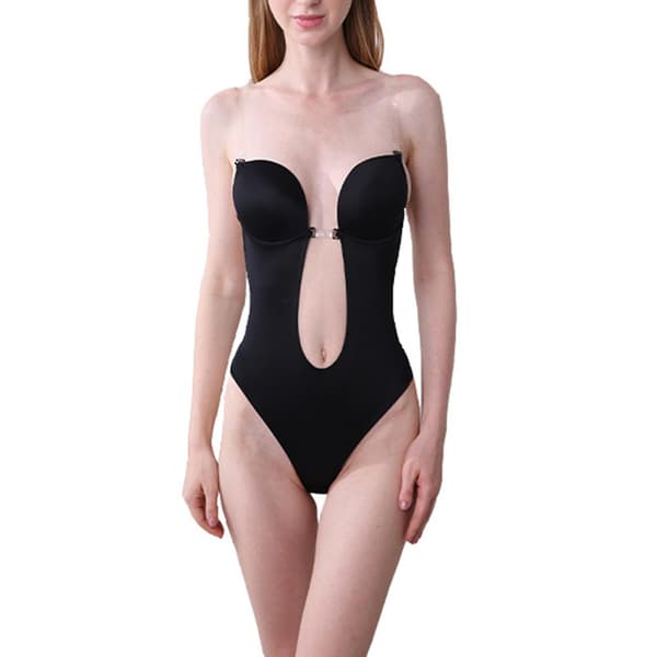 Backless Body Shaper BH Dame Backless Bodysuits U Plunge Bodysuits For Women（40 Black）