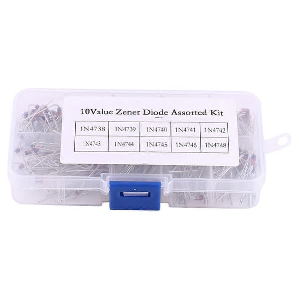 200 stk 10 verdier Zenerdiode-sortiment Elektronisk sett 1N4738~1N4748 med oppbevaringsboks